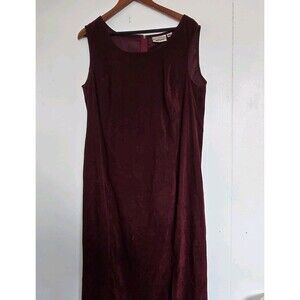 VTG Worthington Dress Womens 18W Plus A-Line Velvet L Burgundy Event Festive